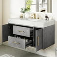 thumbnail image 1 of ModFusion 40-Inch Gray Bathroom Vanity with Quartz Stone Basin & Undermount Ceramic Sink, MDF & Particleboar Storage Cabinet, 1 of 9