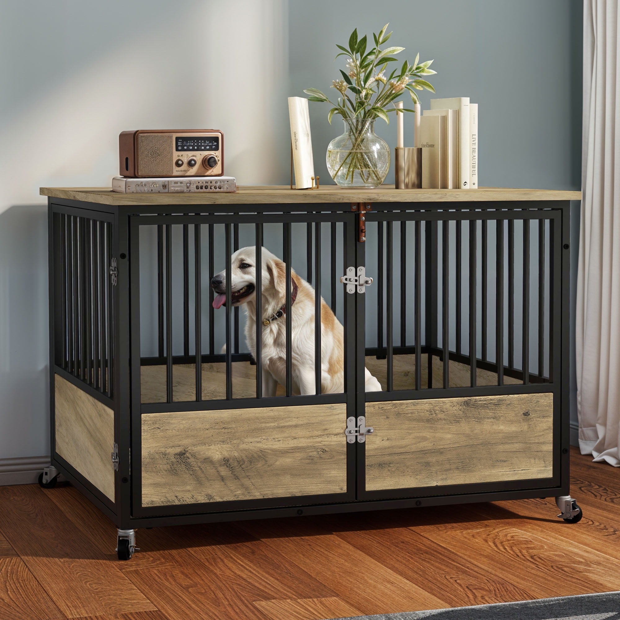 Curated visual reference: Visual Reference: Modfusion 43 Heavy Duty Wood Dog Crate Table Chew Resistant