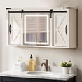 thumbnail image 1 of ModFusion 47" Medicine Cabinet with LED Lights Mirror, Bathroom Wall Storage with Doors and Adjustable Shelf Freestanding, White, 1 of 9