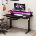 thumbnail image 1 of ModFusion 47"x24" Electric height-Adjustable Office Desk with Memory Settings, USB Ports & LED Light, Computer Table with Monitor Stand, Hooks, Drawers, Black, 1 of 9