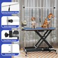 thumbnail image 1 of ModFusion 47x24 Inch Electric Dog Grooming Table with Power Outlet, Tool Tray, Arm, Wheels, Leash Loops Adjustable Height, Blue Anti Slip Silicone Mat, Black Heavy Duty Aluminum X-Lift, 1 of 10