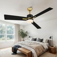 thumbnail image 1 of ModFusion 48" Modern Industrial Ceiling Fan with LED Light, 3-Blade, Remote & App Control, Black and Gold, 1 of 11