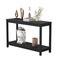 thumbnail image 1 of ModFusion 48" Outdoor Console Table – Versatile Buffet & Bar Storage Organizer, Adjustable Feet, Gray Teak Wood Finish, Black, 1 of 10