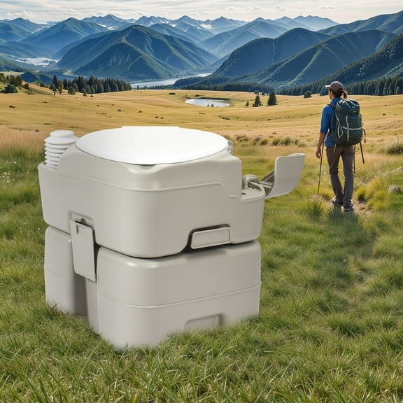 ModFusion 5.28 Gal Portable Toilet with Diagonal Enlarged Bowl, Hand Sprayer, Perfect for RV, Boat & Trips