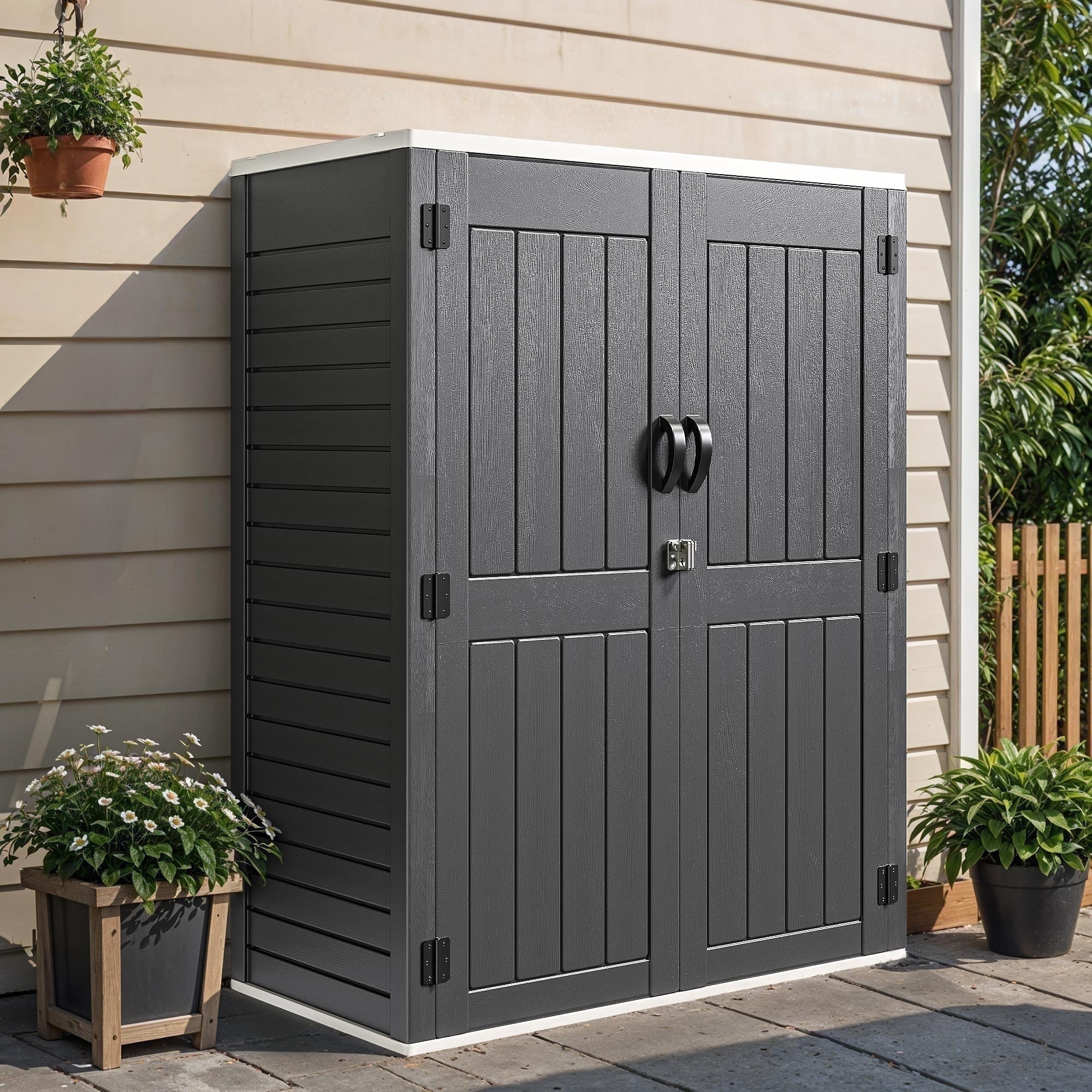 ModFusion 5.6 ft Tall Storage Shed with Anti-Tip, Floor, Handle