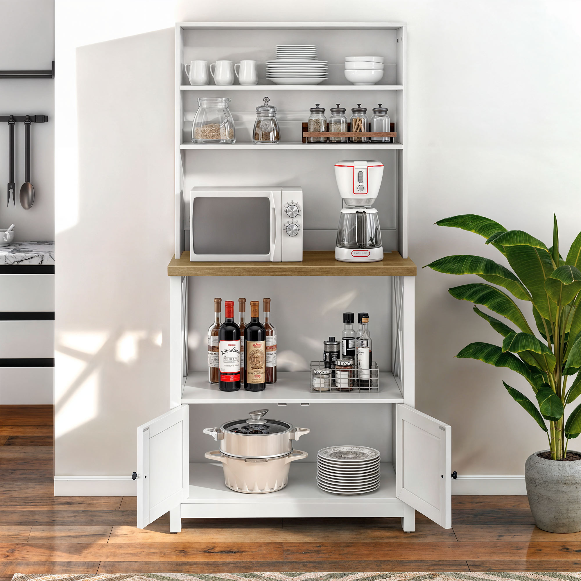 ModFusion 5 Tier Bakers Unit with Cabinet Coffee and Microwave Stand ModFusion 5 Tier Bakers Unit with Cabinet Coffee and Microwave Stand