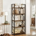 thumbnail image 1 of ModFusion 5-Tier Bookcase Wood Bookshelf Storage Display with Metal Frame for Living Room Home Office, Rustic Brown, 1 of 9