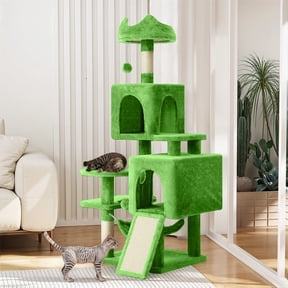 ModFusion 53.9" Green Cat Tree Tower Scratching Posts, Perches, and Hideaways Ideal for Multiple Cats
