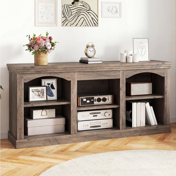 ModFusion 59 Inch Modern Entertainment Center with Adjustable Shelves, Media Console Fits 65 Inch TVs for Living Room, Washed Grey