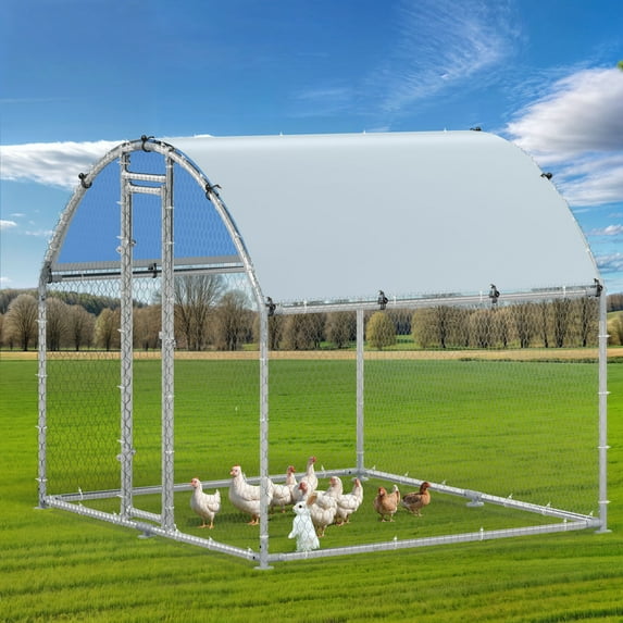 ModFusion 6.54 ft Outdoor Chicken Coop with Metal Frame and Wire Mesh – Weather-Resistant Poultry Run with Shade Cover
