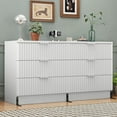 thumbnail image 1 of ModFusion 6-Drawer Fluted Double Dresser, 47.5 inch Elegant Chest of Drawer Storage Cabinet for Bedroom, Living Room, Entryway, White, 1 of 10