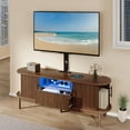 thumbnail image 1 of ModFusion 60" Walnut TV Stand with LED Lights & Power Outlets, Adjustable Height Entertainment Cabinet with Sliding Doors & Drawer, Fits 32–75" TVs, 1 of 7