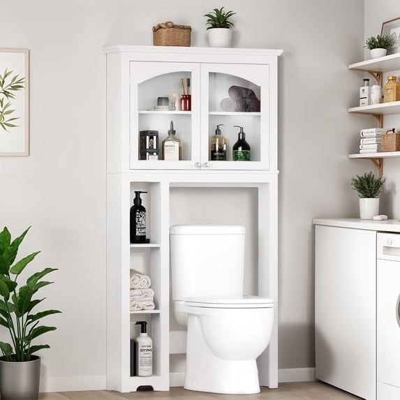 ModFusion 61" Height Over the Toilet Bathroom Space Saver Storage Cabinet, 4-Shelf, White