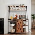 thumbnail image 1 of ModFusion 64" Rustic Baker's Rack with Power Outlet & USB Ports, Spacious Storage, Microwave Stand & Coffee Bar – Brown, 1 of 10