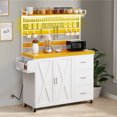 ModFusion 64" Rolling Kitchen Island with Power Outlet, LED Lighting