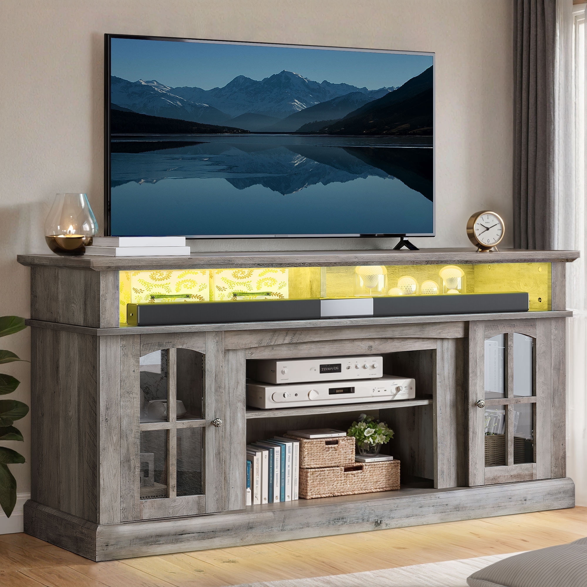 ModFusion 65-Inch TV Stand, Adjustable Shelves, LED Lights, Drawers ...
