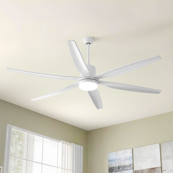 ModFusion 66" Smart Ceiling Fan with LED Light, Remote & App Control, Modern White Ceiling Fan for Indoor & Outdoor Use