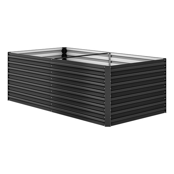 ModFusion 6x3x2 Ft, Metal Galvanized Planter Box Kit, Support Rod, Corner Panel Protection, Raised Garden Composting Bed, Dark Gray