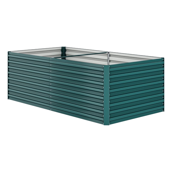 ModFusion 6x3x2 ft Planter Boxes Kit, Reinforced Frame, Safety Edge, Galvanized Metal Steel, Rectangular Raised Garden Bed, Elevated Pot, Green