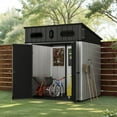 thumbnail image 1 of ModFusion 6x6 ft Outdoor Plastic Storage Shed with Windows, Vents, Sturdy Floor, Lockable Double Doors for Utility Tools Bikes Sundries, Resin Garden Shed, Gray, 1 of 10