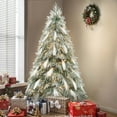 thumbnail image 1 of ModFusion 7.5ft Pre-Lit Flocked Natural Drooping Pampas Christmas Tree with 40 Feathers, Holiday Decoration with 558 PE Branch Tips and 600 Lights, for Home, Office, and Party Decor, 1 of 9