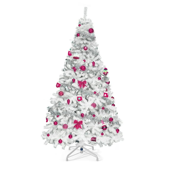 ModFusion 7.5ft White Artificial Christmas Tree with 1258 Branch Tips & Metal Stand – Full-Size PVC Holiday Tree