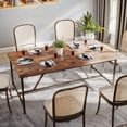thumbnail image 1 of ModFusion 5.9x2.9x2.4 ft Dining Table, Scratch-Resistant, Adjustable Iron Legs, Seats 6-8, Desk, Home Office, Industrial Farmhouse, Rustic Brown, 1 of 10