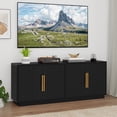 thumbnail image 1 of ModFusion 70" Fluted TV Console with 4 Storage Doors, Suitable for TVs Up to 80 Inch, Modern Media Cabinet for Living Room and Apartment, Black, 1 of 5