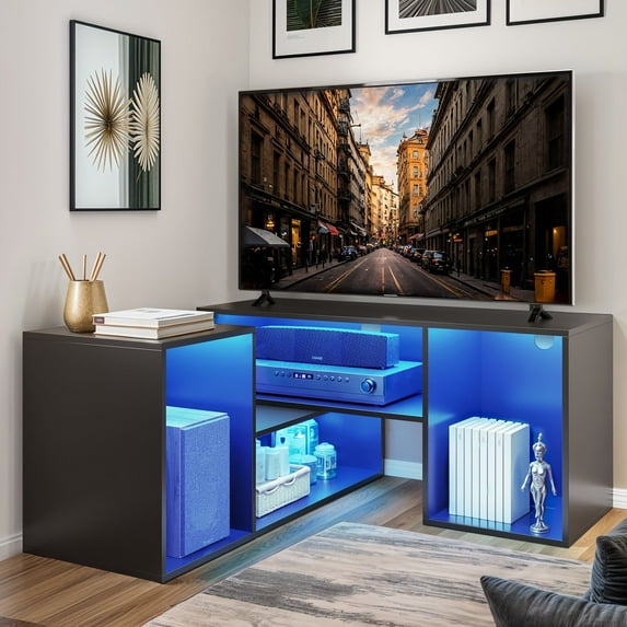 ModFusion 70-Inch TV Stand, Modern Freestanding, Cable Management, Storage