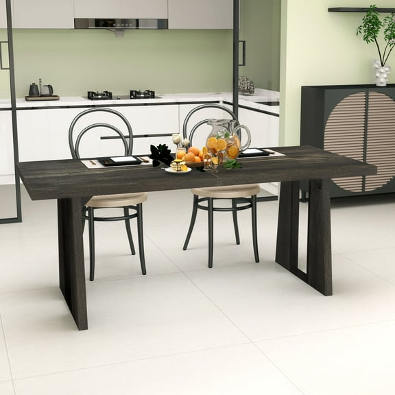 ModFusion 71" Dining Table with Waterproof, Sturdy Reinforced Metal, Kitchen Dining Room, Home Office Desk, Gaming Station, Rustic Charcoal Gray