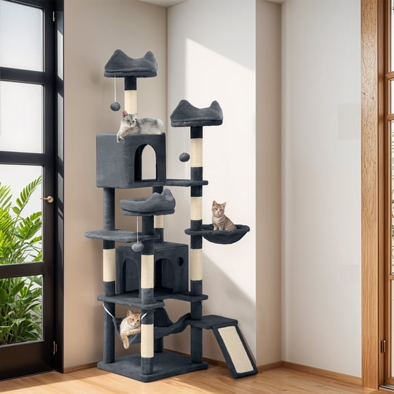 ModFusion 75" Smoky Grey Cat Tree Tower - Indoor Pet Activity Center