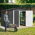 thumbnail image 1 of ModFusion 8x6 ft Storage Shed with Galvanized Steel, Metal Double Door for Backyard, Garden Tools House, Dark Gray, 1 of 11