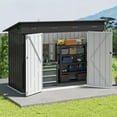 thumbnail image 1 of ModFusion 9x4x6 ft Galvanized Metal Storage Shed, 6 Removable Air Vents, 426 Cuft Double Lockable Doors, Steel Organizer, Waterproof Backyard Bike Storage, Dark Gray, 1 of 10