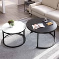 thumbnail image 1 of ModFusion Sturdy Round Wood Nesting Coffee Table Set with Metal Frame for Space-Saving Living Room, 1 of 6