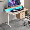 thumbnail image 1 of ModFusion Adjustable Height Electric Standing Desk with Drawers, Power Outlets, LED Lights & Monitor Stand - Oak, 1 of 13