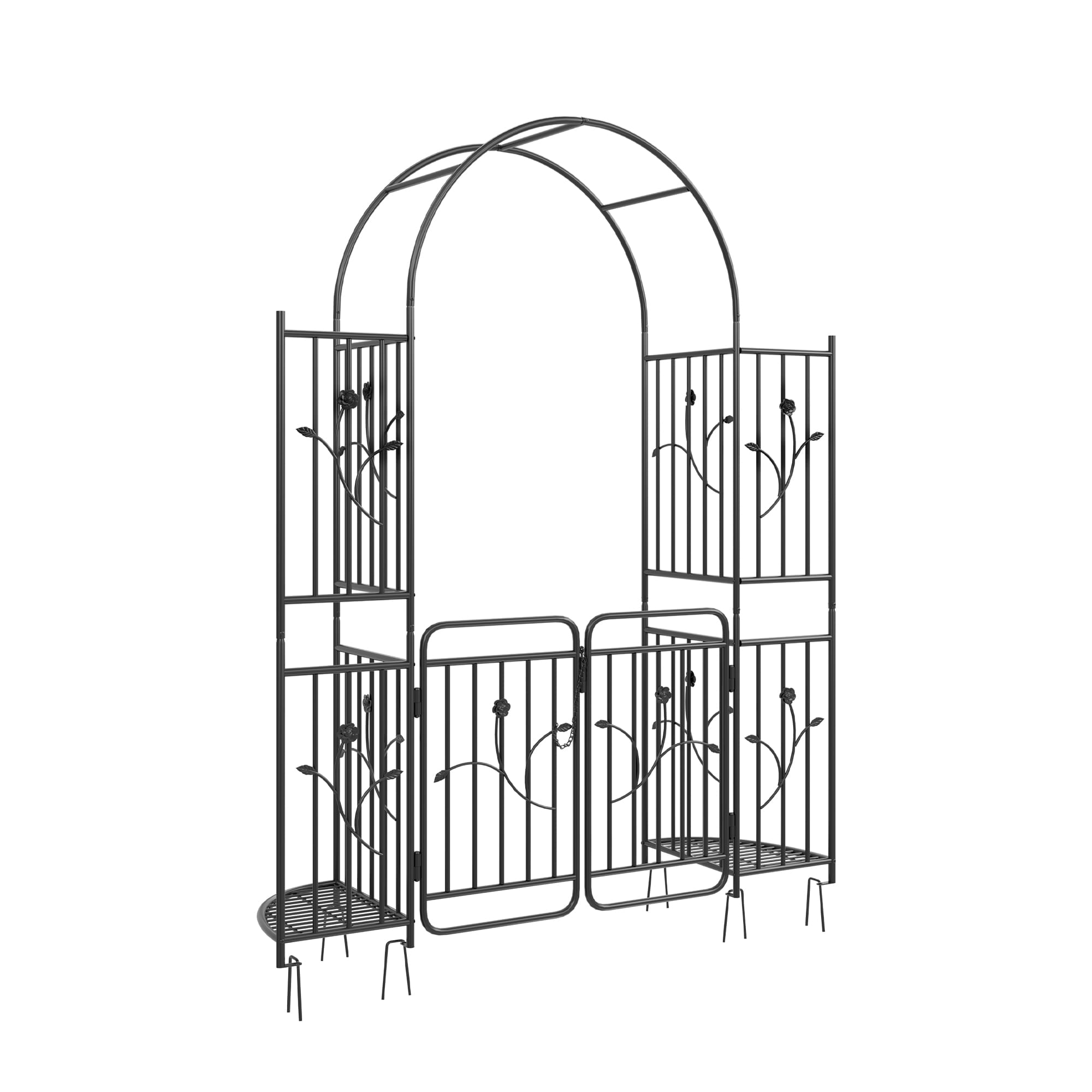 ModFusion Arbor with Lockable Gate, No Dig Ground Stakes, Arch Walkway ...
