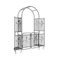 thumbnail image 1 of ModFusion Arbor with Lockable Gate, No Dig Ground Stakes, Arch Walkway, Metal Trellis Roof, Garden Fence Climbing Plants, Black, 1 of 9