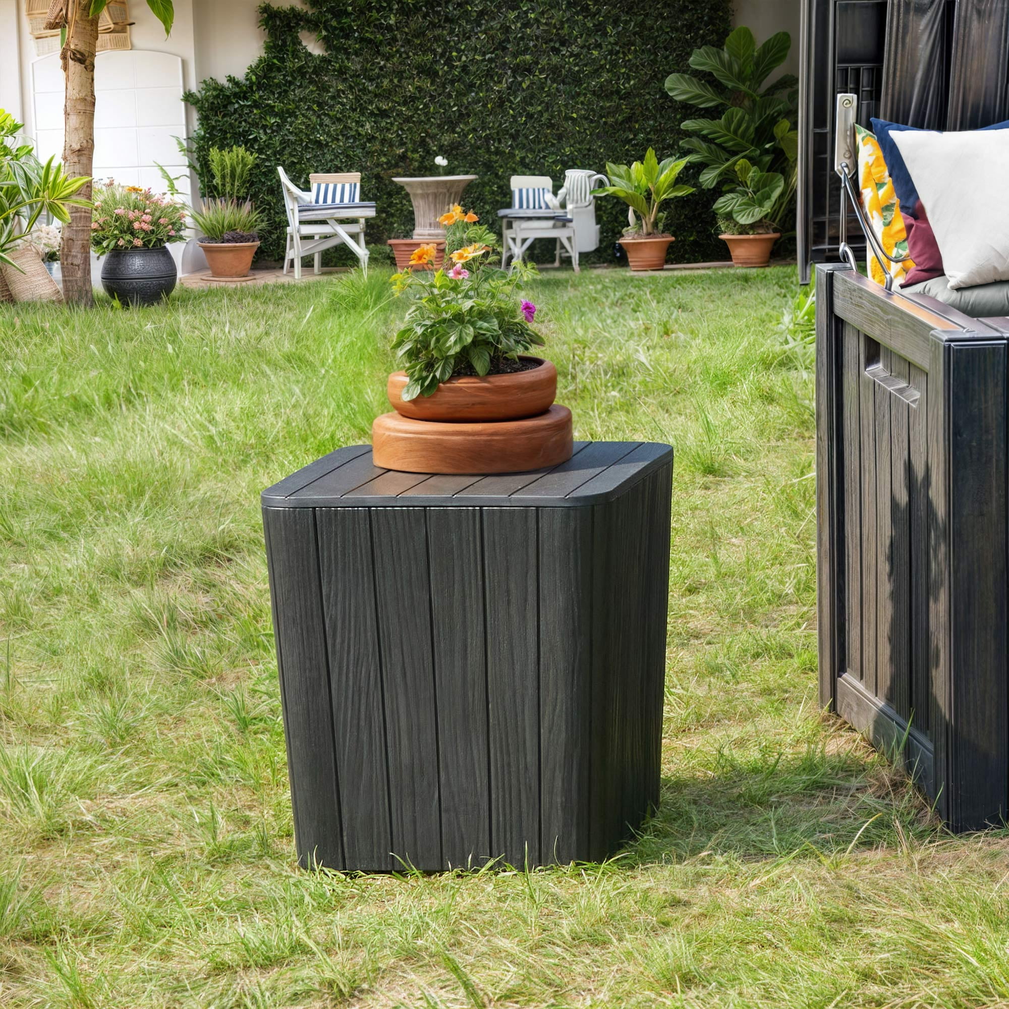 ModFusion Black Deck Table Box Storage AllWeather Outdoor Storage