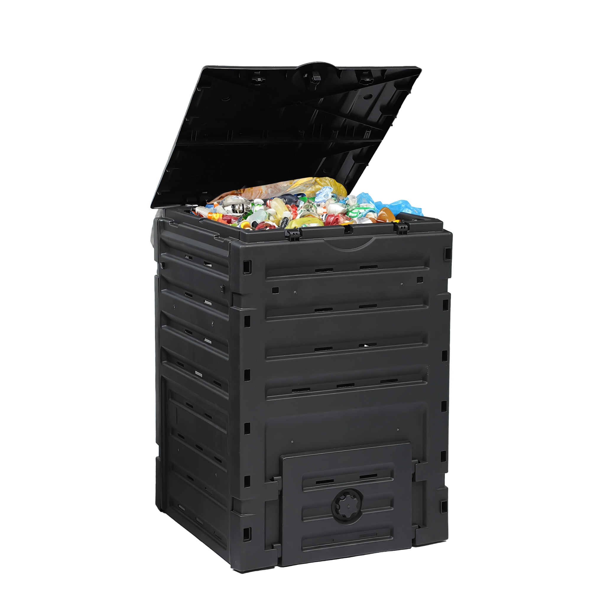 ModFusion Black Large Outdoor Compost Bin, Lightweight w/ Aeration System - 120 Gallon