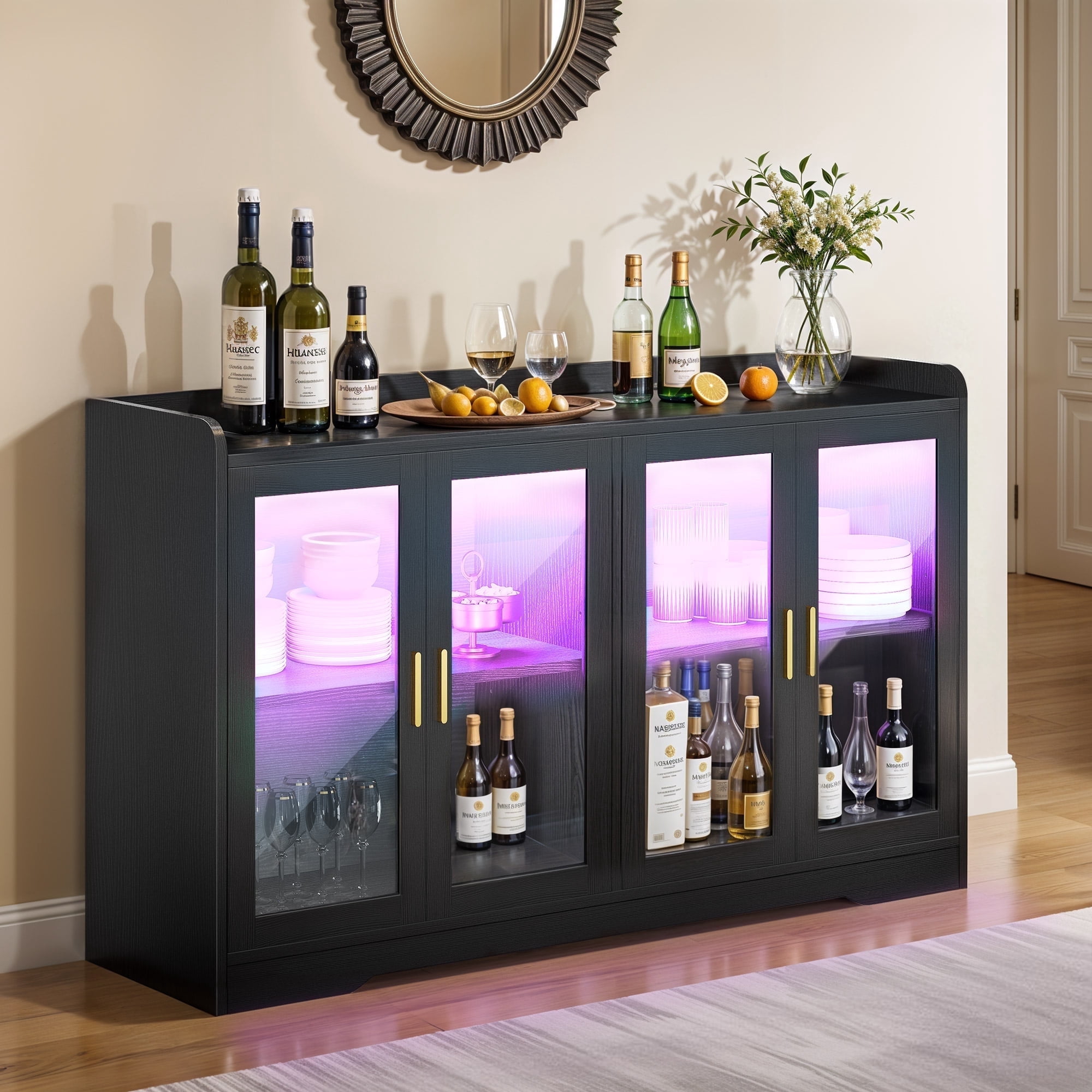 Storage Cabinets Led Rounded ModFusion 1.3x4.5x2.7 ft Cabinet with LED Light, Anti Tip, Adjustable ...