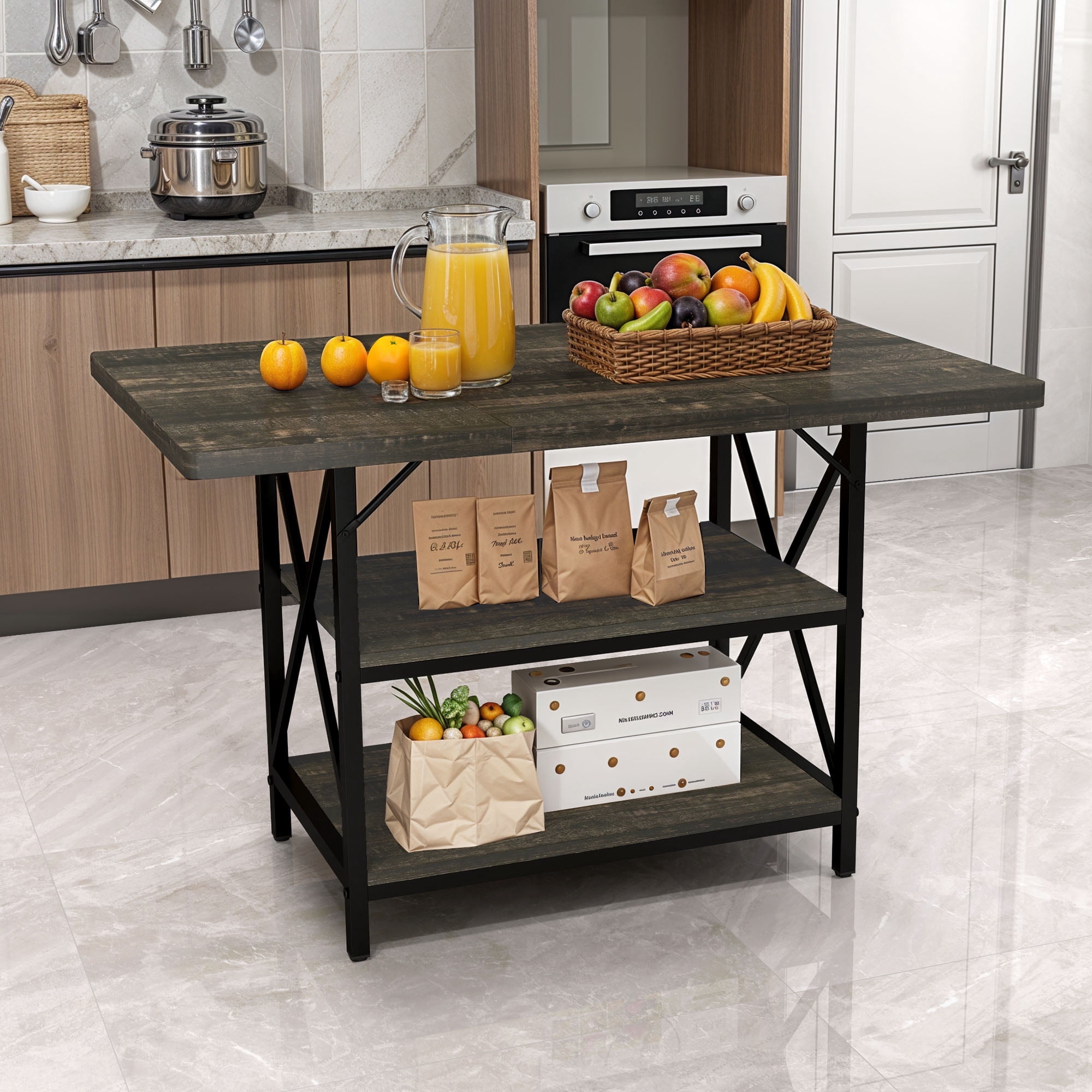 Small Table Racking Shelving ModFusion Dining Table with Waterproof Wooden Storage Shelf, Heavy Duty ...