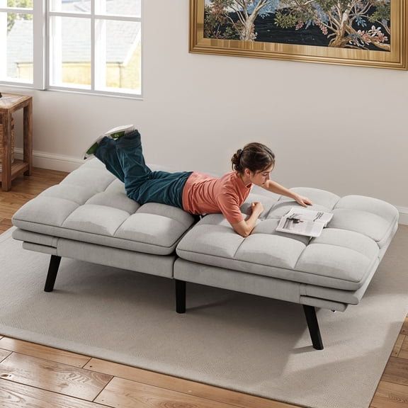 ModFusion Expandable One Word Sofa, White Cat Paw Cloth, Adjustable Armrests & Backrest, 176cm