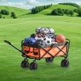 thumbnail image 1 of ModFusion Folding Wagon Cart with Table, Large Capacity, Adjustable Handle, Foldable for Outdoor Activities, Orange, 1 of 6