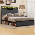 thumbnail image 1 of ModFusion - Full Size Bed Frame with Storage Headboard, LED Bed Frame with Drawers and Charging Station, Platform Bed with Sturdy Metal Support, Easy Assembly, Gray, 1 of 7