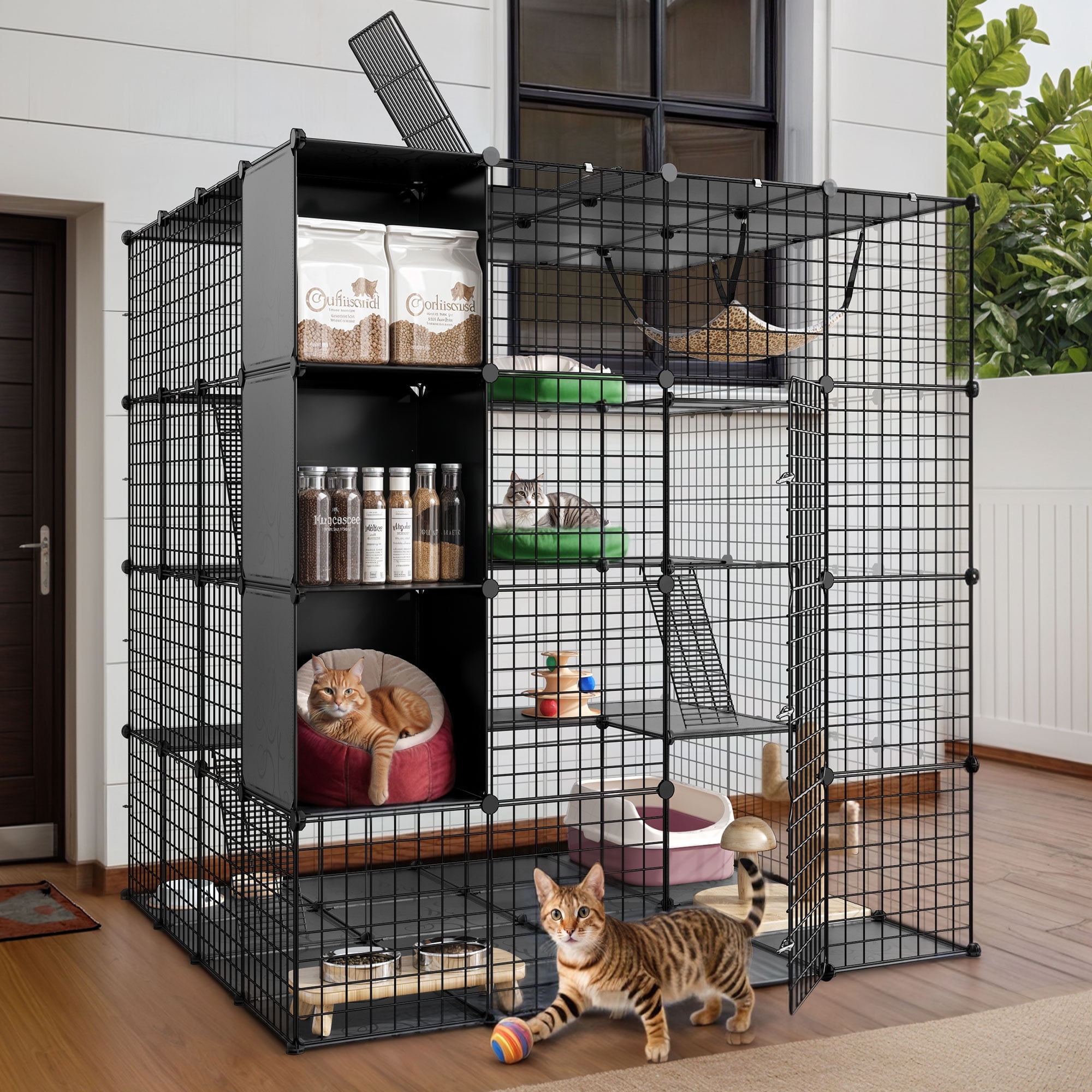 ModFusion Large 4‑Tier Cat Catio Cage for 1‑4 Cats Metal Indoor Outdoor Enclosure