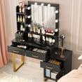 thumbnail image 1 of ModFusion Make Up Vanity With Adjustable Lighting, Built-In Charging Station, Roomy Vanity Desk With Storage Shelves, 1 of 6