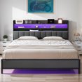 ModFusion Modern LED King Bed Frame with Storage Headboard, Easy