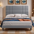thumbnail image 1 of ModFusion - Modern Queen Size Bed Frame, Robust Metal & Wood Construction, Easy Assembly, 43.3" Linen Upholstered Headboard, Gray, 1 of 6