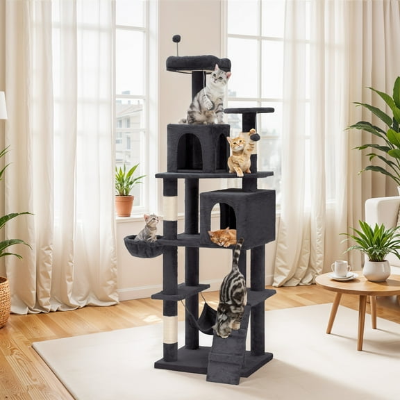 ModFusion Multi-Level Cat Tree Tower with Extra-Large Top Platform and Cozy Hammock - 75" Tall