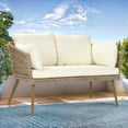thumbnail image 1 of ModFusion Outdoor/Indoor Wicker Loveseat Sofa with Cushions & Pillow, Rattan Lounge Chair, Beige, 1 of 10